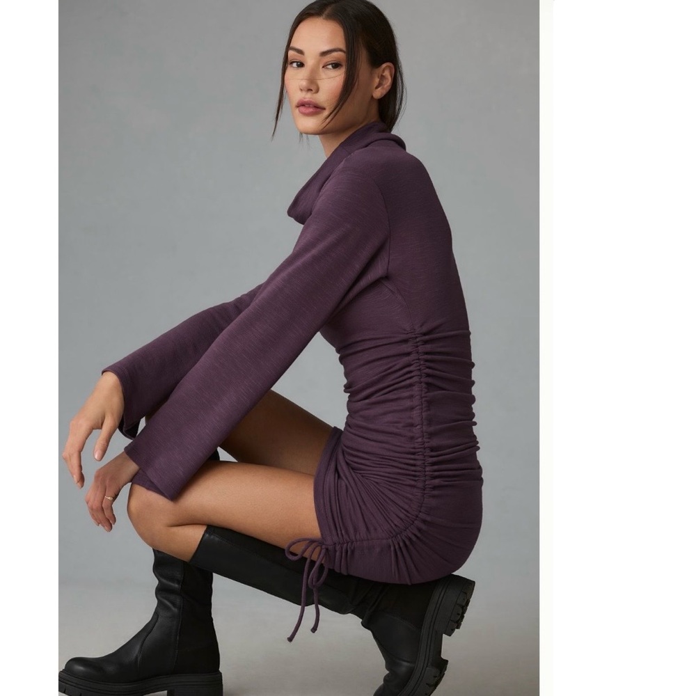 Daily Practice by Anthropologie Long-Sleeve Ruched Mini Dress